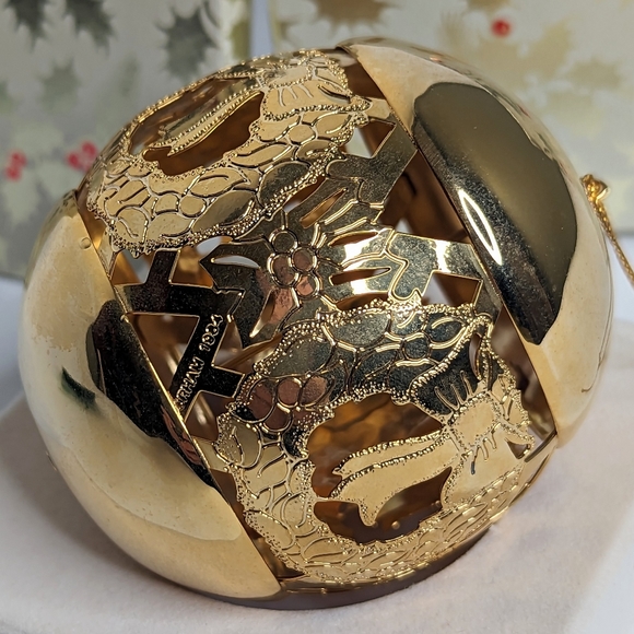 Gorham Christmas Tree Ornament Golden Wreaths 1984 Vintage - Picture 5 of 7